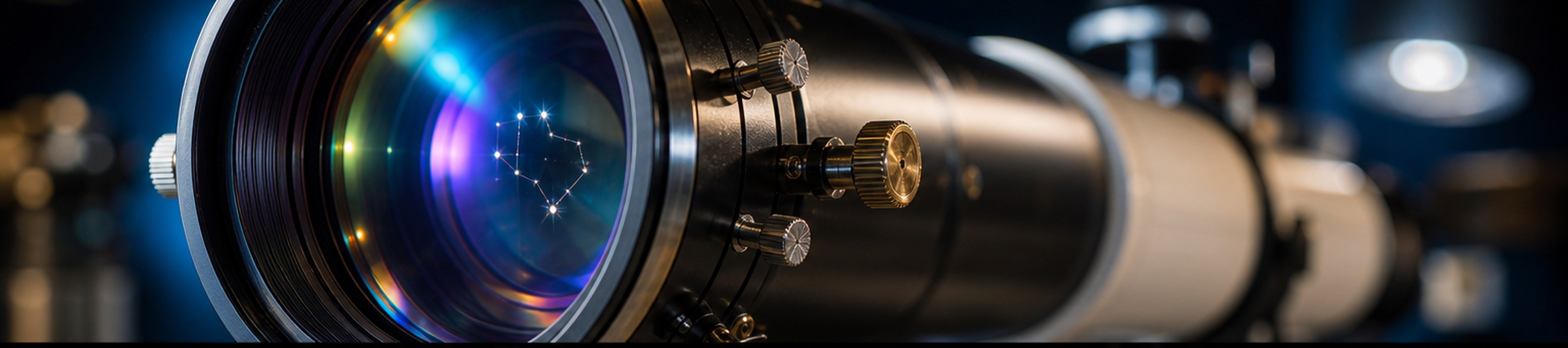 Telescope objective lens with Texas star reflection — precision collimation optics